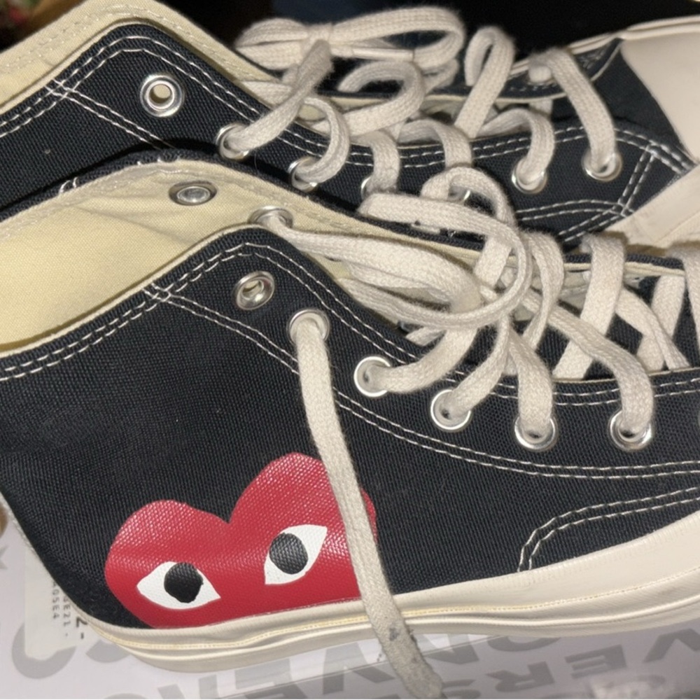 Converse Black and White Sneakers with Red Heart